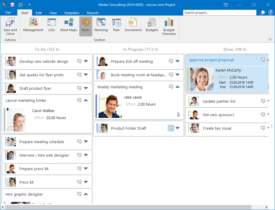 The task management in InLoox. The task management in InLoox.