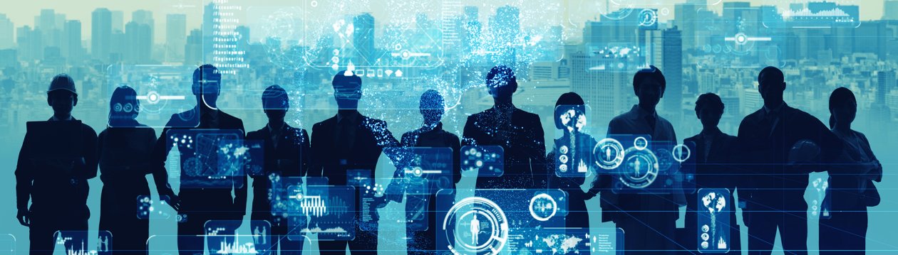 Gruppe von Menschen stehen im Schatten hinter einem digitalen Vordergrund. Gruppe von Menschen stehen im Schatten hinter einem digitalen Vordergrund.