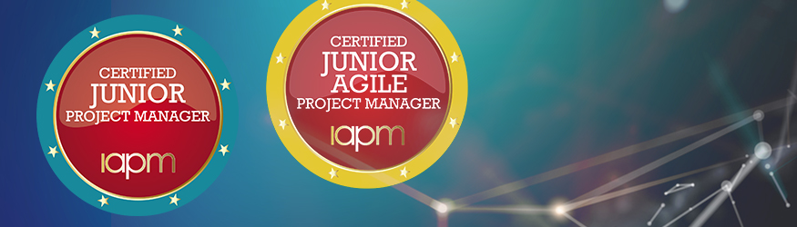 Badges of the two junior certifications Certified Junior Project Manager (IAPM) and Certified Junior Agile Project Manager (IAPM). 