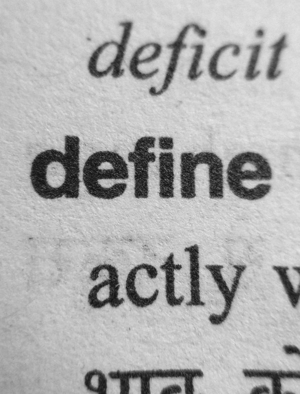 Excerpt from a dictionary. The word "define" is shown.