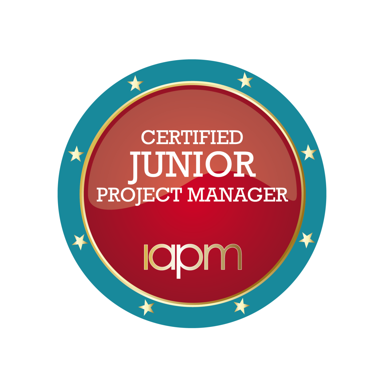 The badge of the 'Certified Junior Project Manager (IAPM)'.