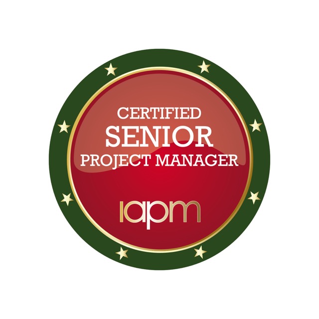 The badge of the 'Certified Senior Project Manager (IAPM)'.
