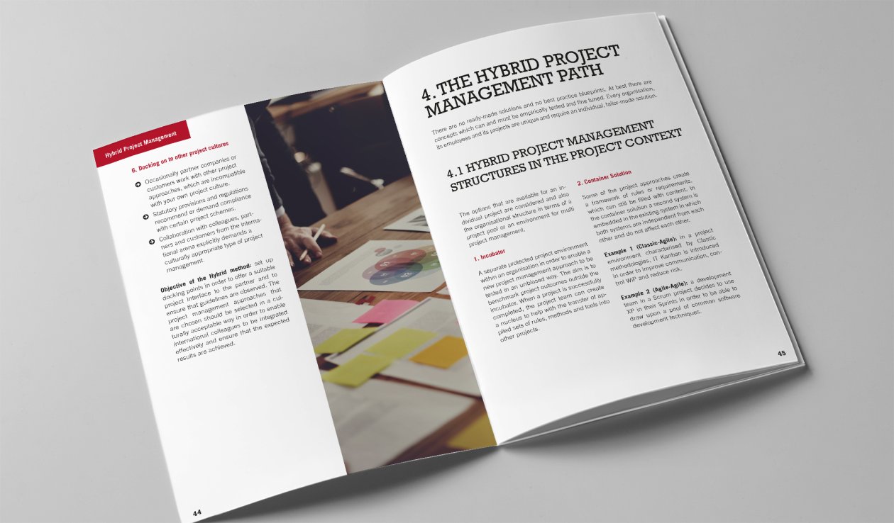 The 'White Paper Hybrid Project Management.' unfolded on page 10 and 11.