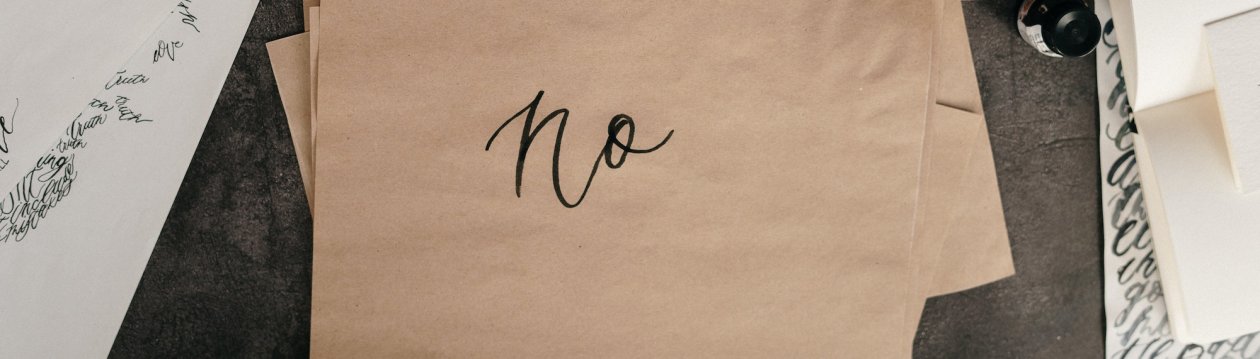 A note with the words "no". A note with the words "no".