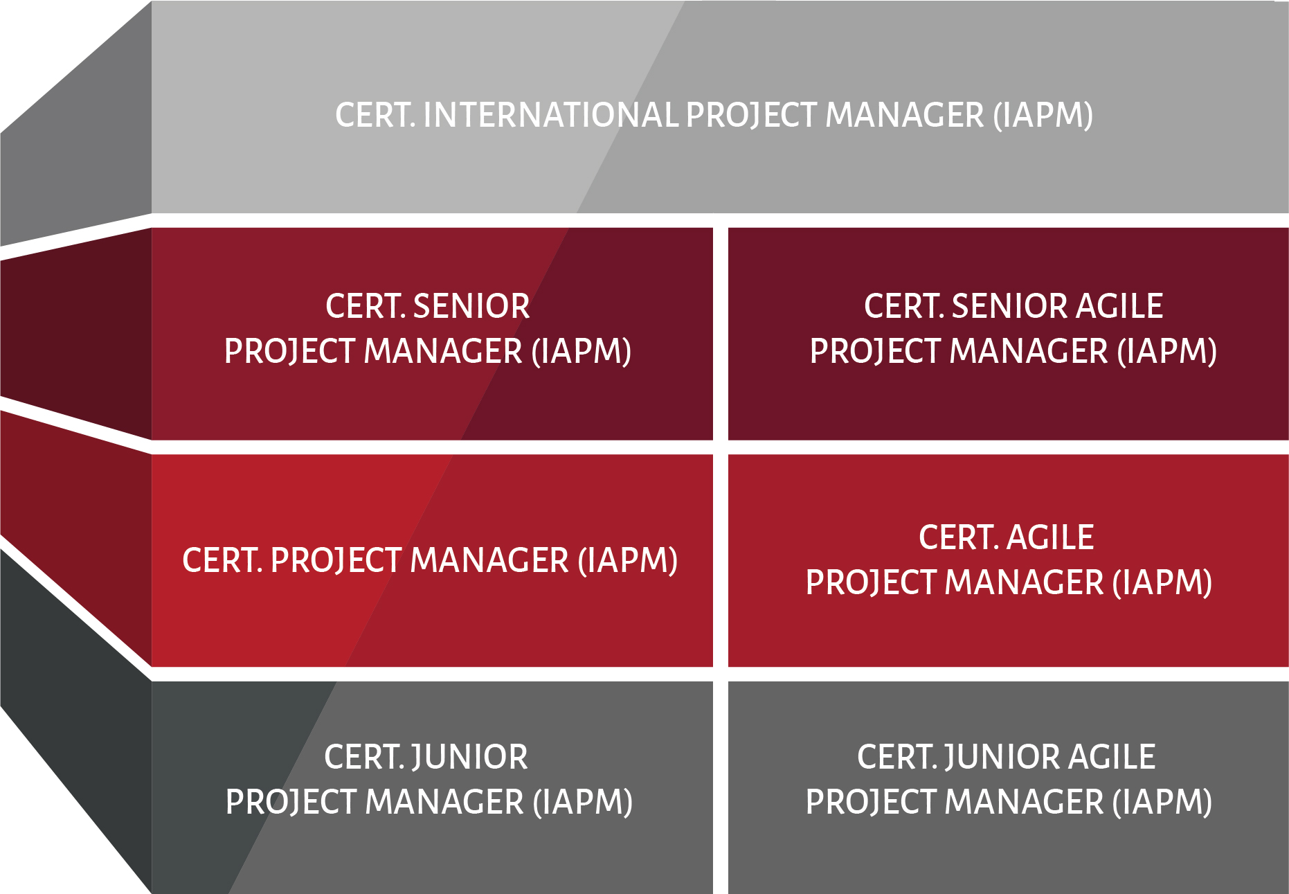 The certification levels of the IAPM.